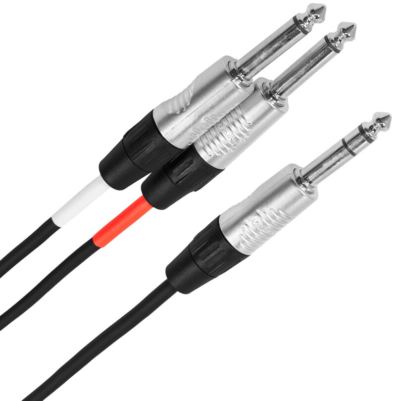 Plugger Male stereo jack - 2 x male mono jack Y cable, 3 m PLUCABYJMSJMM3M00TOU